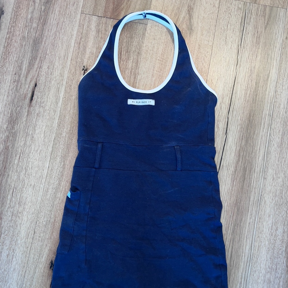 MY MUM MADE IT MINI DRESS NAVY BLUE SZ L